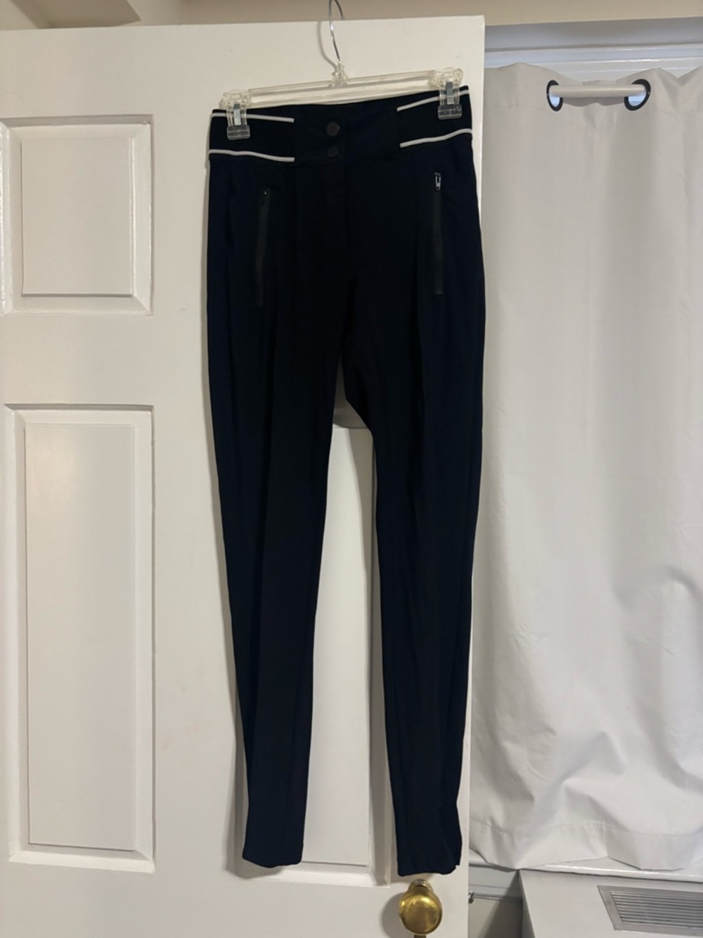 Sandro Slim Fit Black Pants with White Trim